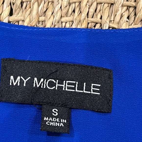 EUC MY MICHELLE Pretty Blue, Zipper Accented High/Low Tunic - Picture 10 of 13